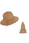 Femme Mode Chapeau de Paille Panama Pliable Chapeau de Soleil de Printemps-été Protection Solaire UPF 50+ Capeline Plage Larg