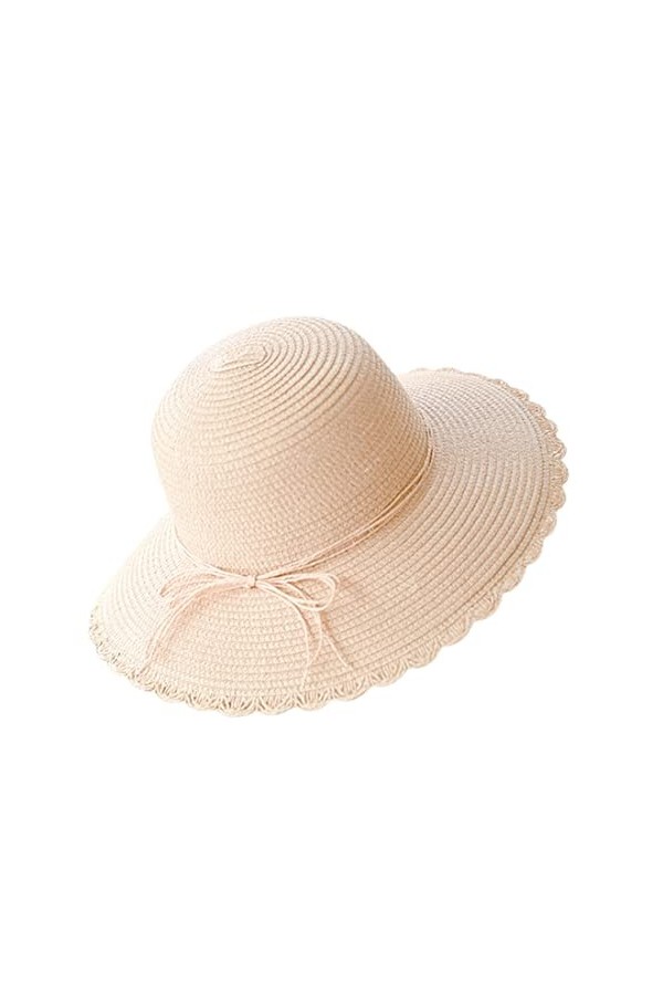 Femme Mode Chapeau de Paille Panama Pliable Chapeau de Soleil de Printemps-été Protection Solaire UPF 50+ Capeline Plage Larg
