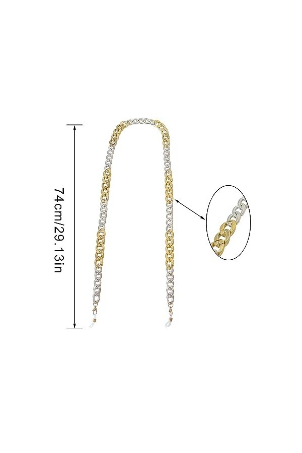 Lot de 2 chaînes de lunettes de soleil - Sangle fixe en acrylique - Accessoires pour homme - Antidérapants - À suspendre au c