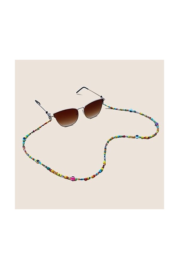 Chaîne De Lunettes 5 Pièces De Lunettes En Perles De Vitrail, Lanière De Lunettes Avec Chaîne De Lunettes