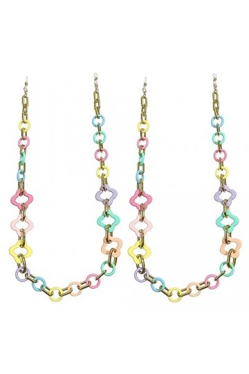 Lot de 2 chaînes de lunettes colorées en acrylique pour femme, support de lunettes, support de masque, miroir de lecture, col
