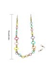 Lot de 2 chaînes de lunettes colorées en acrylique pour femme, support de lunettes, support de masque, miroir de lecture, col