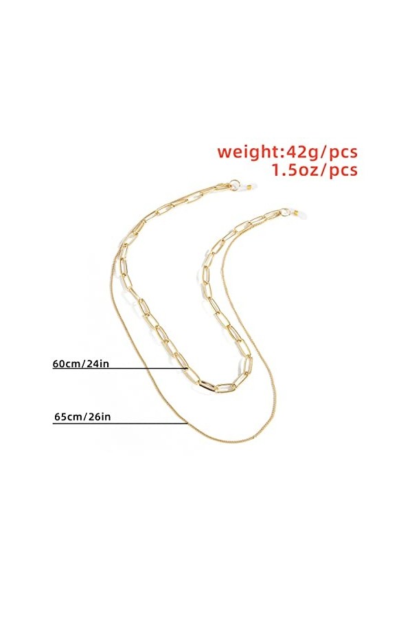 HOOENG Longe Lunettes Chaînes for Femmes Double Chaîne Simple Cou Chaîne Élégant Lunettes Cordon