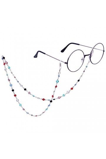 LEFEDA Lot de 2 sangles de lunettes à dos nu pour lunettes de soleil, support de lunettes de lecture, cordon coloré avec perl