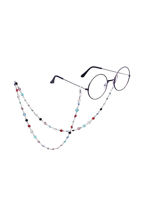 LEFEDA Lot de 2 sangles de lunettes à dos nu pour lunettes de soleil, support de lunettes de lecture, cordon coloré avec perl