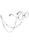 LEFEDA Lot de 2 sangles de lunettes à dos nu pour lunettes de soleil, support de lunettes de lecture, cordon coloré avec perl