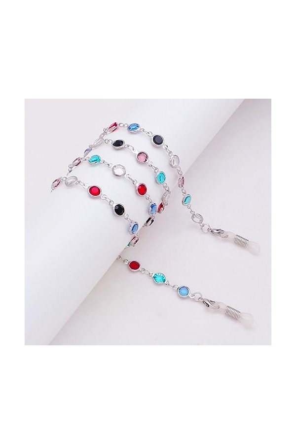LEFEDA Lot de 2 sangles de lunettes à dos nu pour lunettes de soleil, support de lunettes de lecture, cordon coloré avec perl