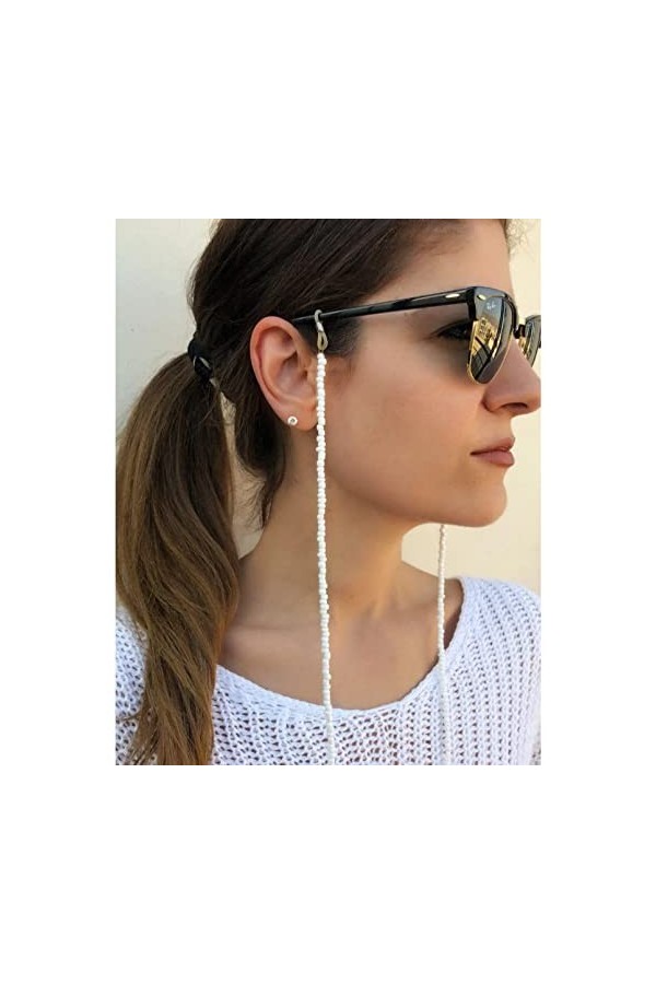 Bijoux de chaîne Femmes Bohême Chaîne de Perles Lunettes Femmes Perles Blanches Lunettes Chaîne Longe Cordon de Mode Lunettes