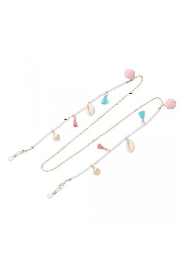 Chaîne De Lunettes Chaîne De Lunettes En Métal, 5 Pièces, Pompon Festonné, Coquille, Masque Facial, Anti-Perte, Lanière Pour 