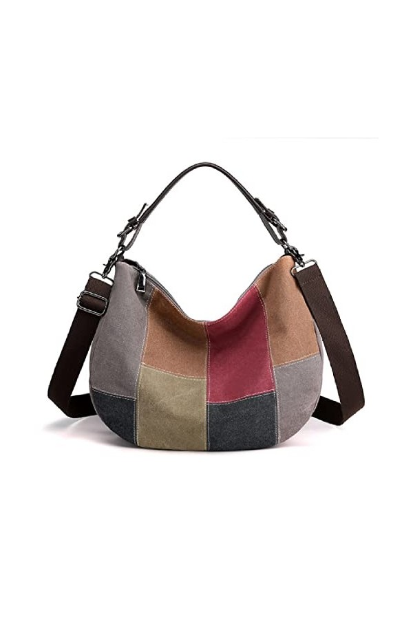 Eshow Sac à Main pour Femme Fille Sac Bandoulière Grande Capacité Sac Porté Epaule en Toile Fourre-Tout Cabas Multicolore pou