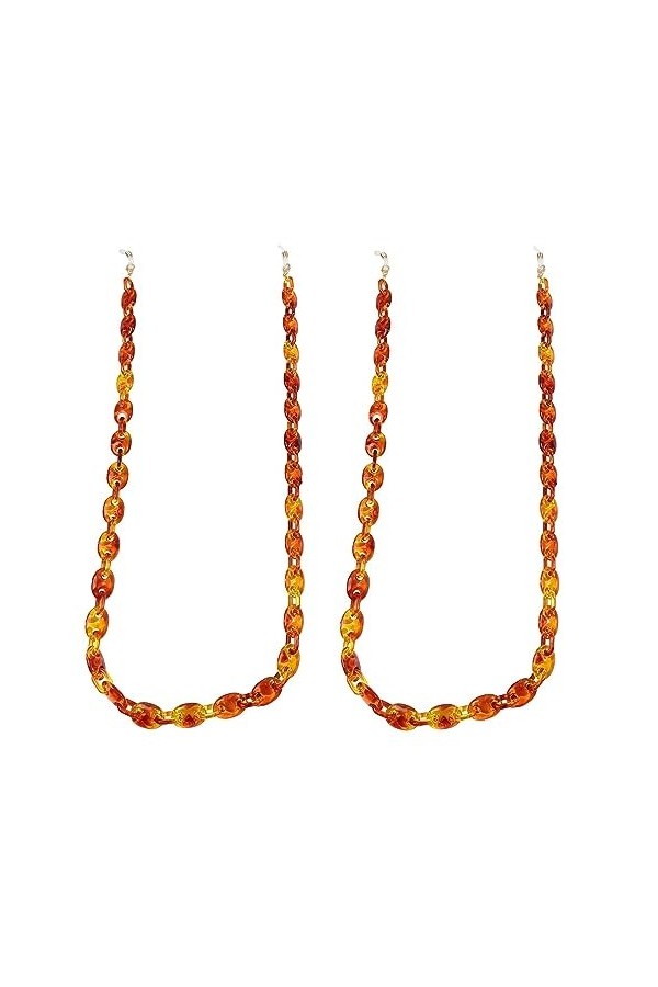 Lot de 2 chaînes de lunettes antidérapantes en acrylique pour femme, sans couleur, taille unique