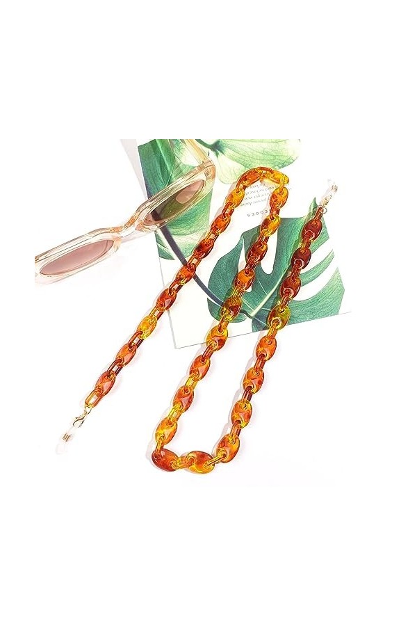 Lot de 2 chaînes de lunettes antidérapantes en acrylique pour femme, sans couleur, taille unique
