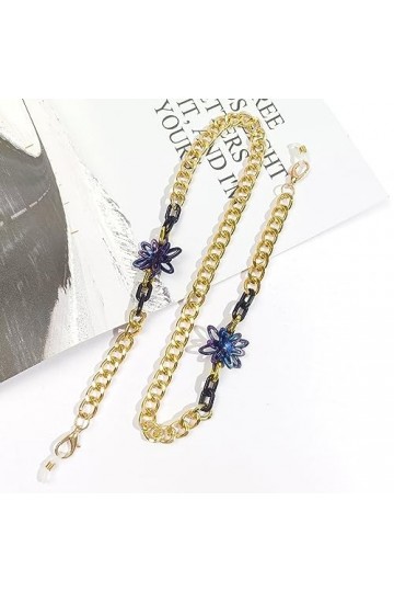 Lot de 2 sangles de lunettes de soleil pour femme en acrylique avec fleur antidérapante, sans couleur, taille unique