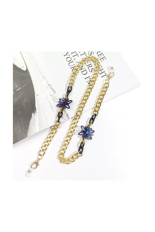 Lot de 2 sangles de lunettes de soleil pour femme en acrylique avec fleur antidérapante, sans couleur, taille unique