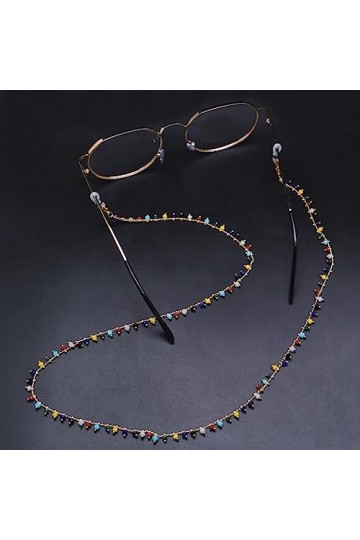 LEFEDA Lot de 2 sangles de lunettes colorées avec perles pour femme, sans couleur, taille unique