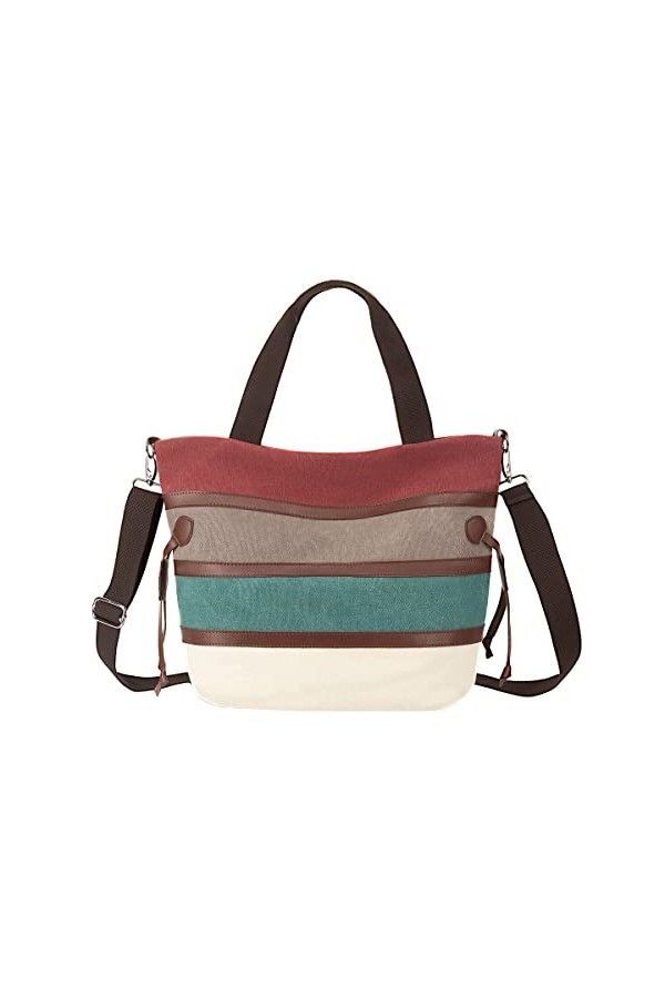 Eshow Sac à Main pour Femme Fille Sac Bandoulière Grande Capacité Sac Porté Epaule en Toile Fourre-Tout Cabas Multicolore pou