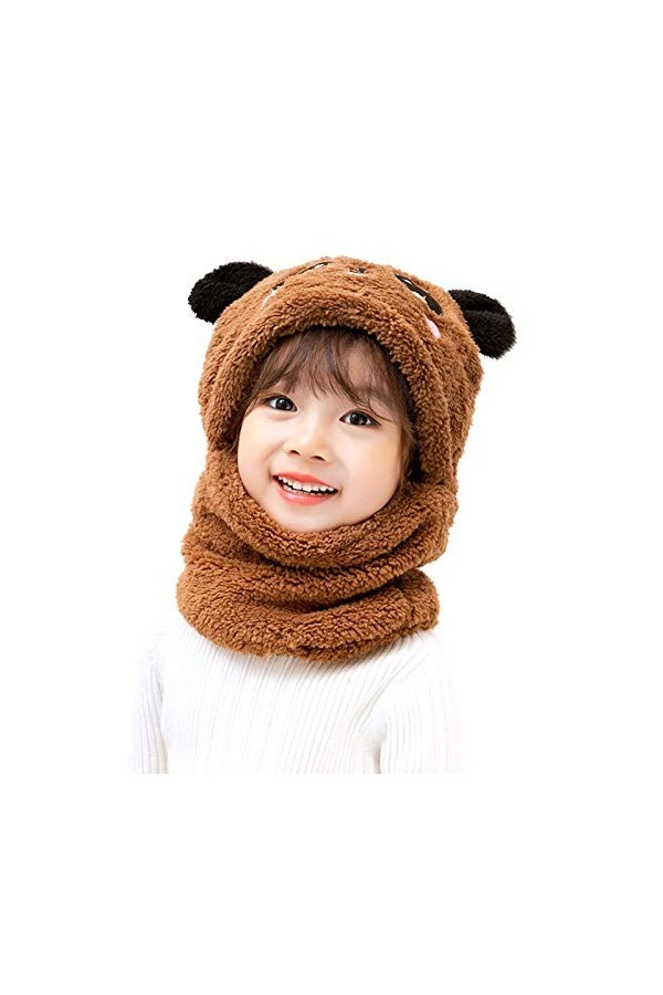 Barakara Chapeau Dhiver pour Enfants, Mode Écharpe à Capuche pour Enfants en Earflaps Polaire Chaud, Doux Chaud Ensemble Dé