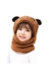 Barakara Chapeau Dhiver pour Enfants, Mode Écharpe à Capuche pour Enfants en Earflaps Polaire Chaud, Doux Chaud Ensemble Dé