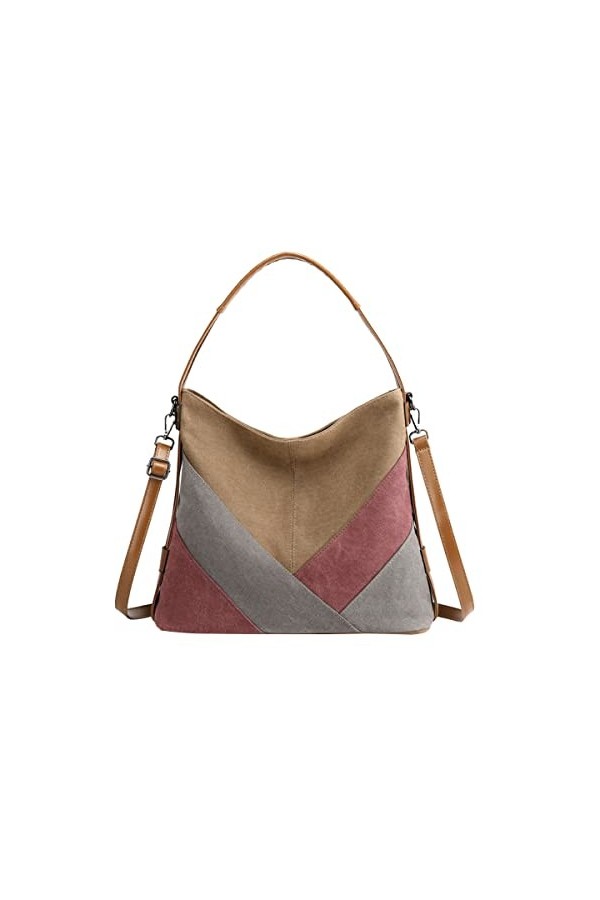 Eshow Sac à Main pour Femme Fille Sac Bandoulière Grande Capacité Sac Porté Epaule en Toile Fourre-Tout Cabas Multicolore pou