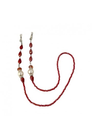 Chaîne De Lunettes Chaîne De Masque Anti-Perte En Cristal Perlé, Accessoire Pour Lunettes, 3 Pièces, Rouge