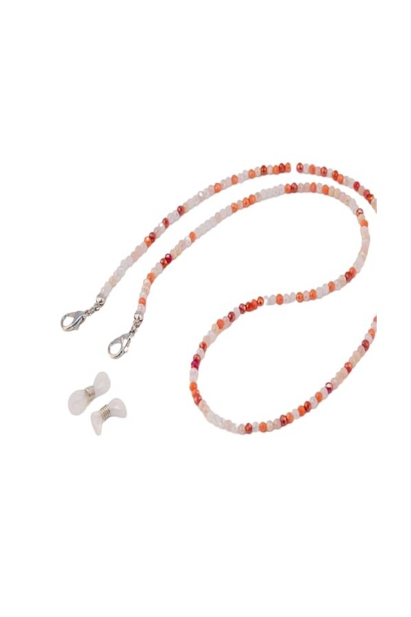 Chaîne De Lunettes 5 Pièces En Verre Cristal Coloré Fait À La Main Masque Lanière Double Usage Chaîne De Lunettes, C