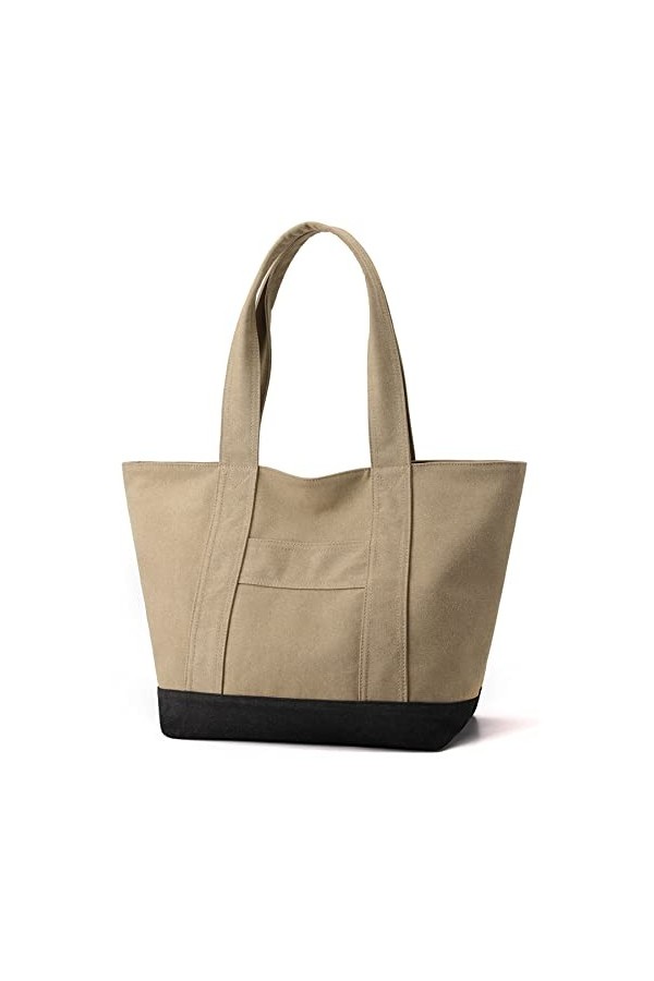 zhongningyifeng Sac fourre-tout en toile pour femme A4 de grande capacité avec fermeture éclair à bandoulière pour shopping, 