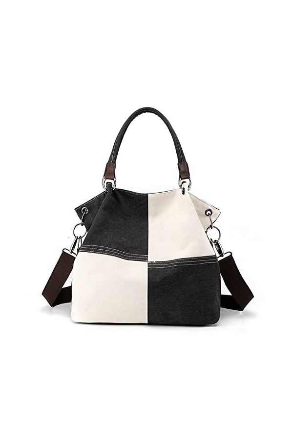 Eshow Sac à Main pour Femme Fille Sac Bandoulière Grande Capacité Sac Porté Epaule en Toile Fourre-Tout Cabas Multicolore pou