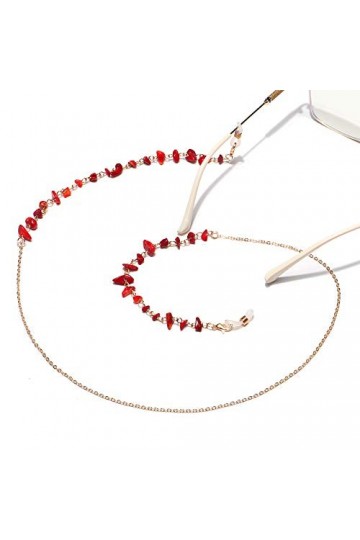 SAIBOL Chaîne de lunettes, Retenue de lunettes en pierre rouge naturelle, chaînes de lunettes faites à la main, porte-sangle 