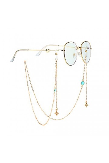 SAIBOL Chaîne de lunettes, Chaînes de lunettes en cristal, pendentif étoile, chaîne de retenue de lunettes, lanière de masque