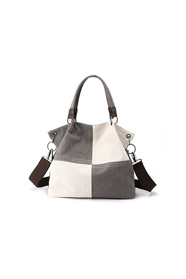 Eshow Sac à Main pour Femme Fille Sac Bandoulière Grande Capacité Sac Porté Epaule en Toile Fourre-Tout Cabas Multicolore pou