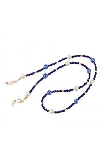 Chaîne De Lunettes Chaîne De Masque Anti-Perte En Perles De Cristal, Accessoire Pour Lunettes Pour Femmes, Bleu Foncé, 3 Pièc