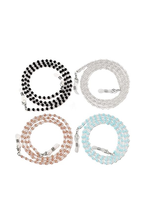 SAIBOL Chaîne de lunettes, Chaînes de retenue de lunettes, 4 pièces, perles acryliques, lanières de lunettes de soleil, suppo