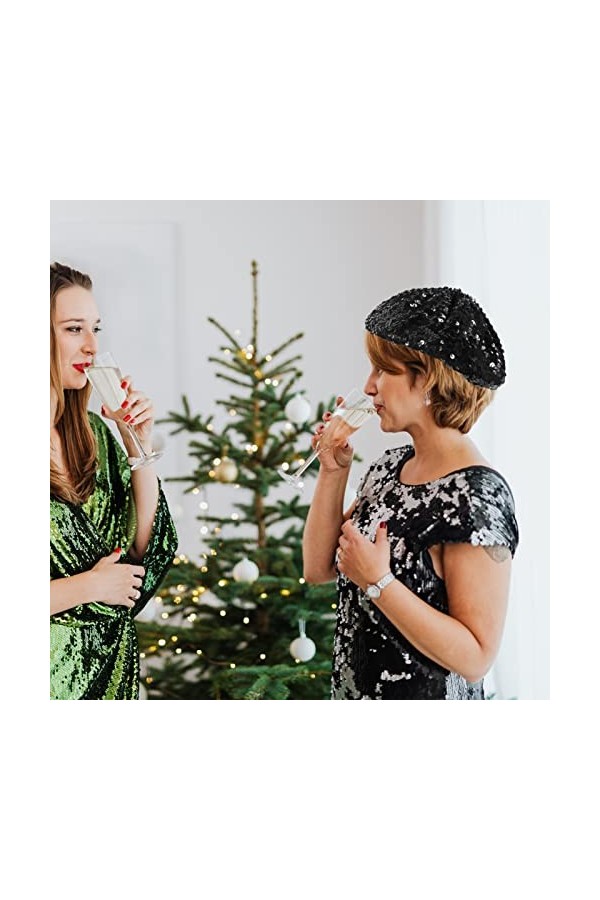TENDYCOCO Bonnet avec paillettes Chapeau à paillettes brillant Chapeau Bonnet Sparkle Casquette Mode pour femme, Noir