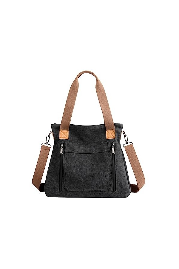 Eshow Sac à Main pour Femme Fille Sac Bandoulière Grande Capacité Sac Porté Epaule en Toile Fourre-Tout Cabas Multicolore pou