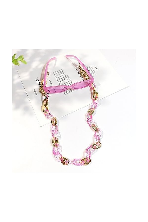 Lot de 2 chaînes de lunettes de soleil pour femme en acrylique antidérapant, sans couleur, taille unique