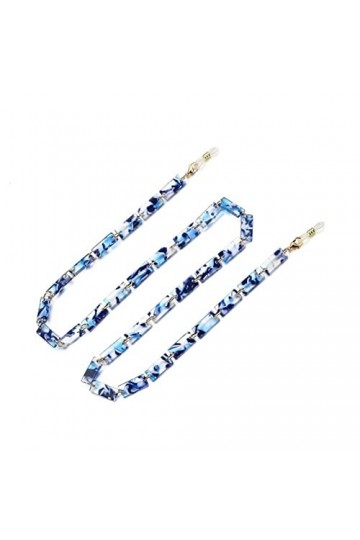 XIDUO Chaîne de lunettes en acrylique avec cordon tour de cou couleur : bleu, taille : 75 cm 