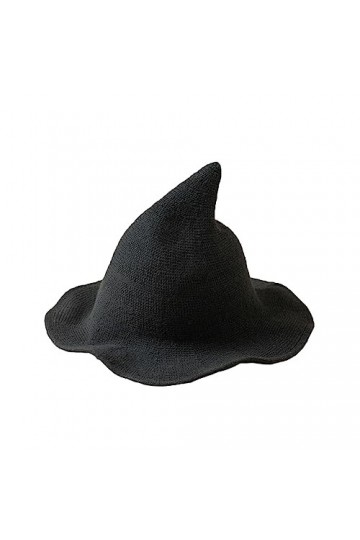 Chapeau de sorcière tricoté à bord pliable pour femme pour Costume dhalloween casquette dautomne et dhiver chaude quotidienne