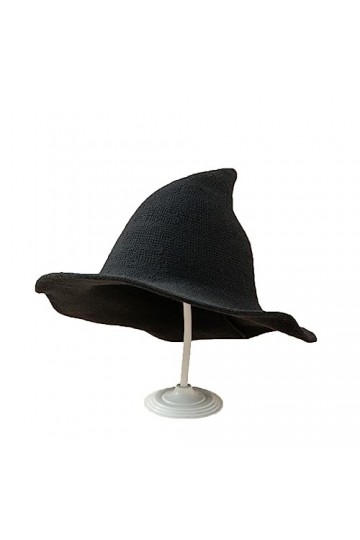 Chapeau de sorcière tricoté à bord pliable pour femme pour Costume dhalloween casquette dautomne et dhiver chaude quotidienne