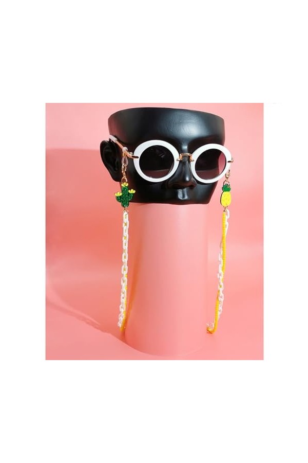 Chaîne De Lunettes 3 Pièces Couleur Fruit Contraste Ananas Cactus Perles Lunettes Chaîne Masque Chaîne Sac Chaîne