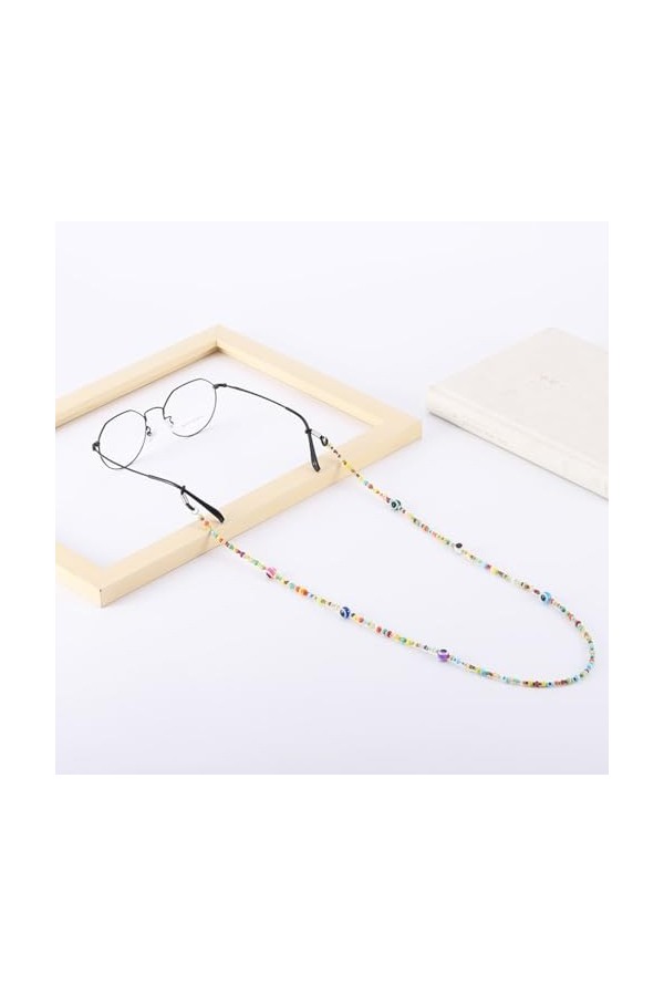 Chaîne De Lunettes Lunettes De Lecture, 5 Pièces, Lunettes De Soleil Perlées Avec Chaîne De Lunettes Anti-Perte Colorée