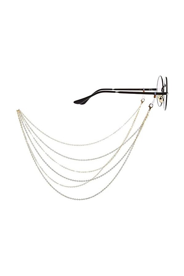 HaoLi Chaîne de Lunettes Alliage Multicouche Tassel Eye Chain Literary Youth All-Match Antidérapant Chaîne de Lunettes 2 pièc