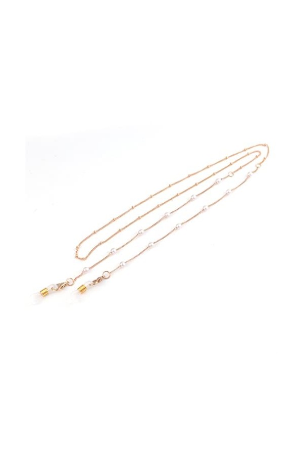 XIDUO Chaîne à lunettes en métal doré avec perles pour femme Taille : 70 cm Type : C