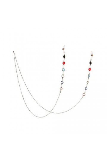 CuteyRain Chaine Lunettes, 61/70cm Acrylique Lunettes en Cristal de la chaîne Crousel Crystal Crystal Black Beads Lunettes Co