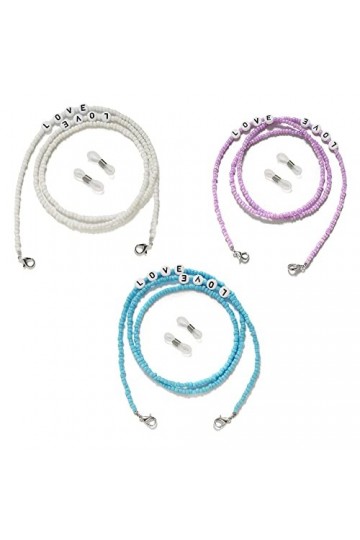 UYUME Chaîne de lunettes, Chaîne de lunettes de soleil en perles arc-en-ciel, 3 pièces, porte-sangle multicolore, chaîne de r