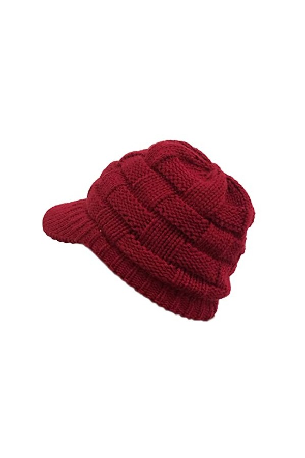 Jarseila Femme Bonnet dhiver Casquette Tricoté Béret Épais Doublure Polaire Visière Chapeaux Sport en Plein