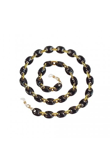 LEFEDA Lot de 2 sangles de lunettes de soleil pour homme et femme en acrylique noir, sans couleur, taille unique