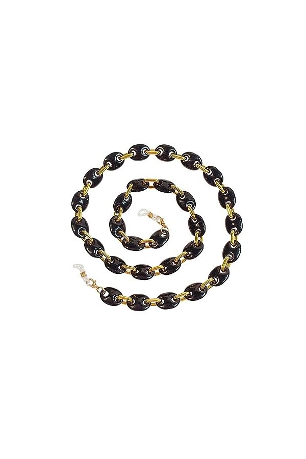 LEFEDA Lot de 2 sangles de lunettes de soleil pour homme et femme en acrylique noir, sans couleur, taille unique