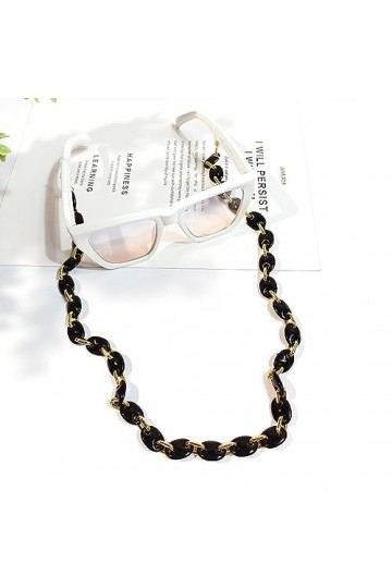 LEFEDA Lot de 2 sangles de lunettes de soleil pour homme et femme en acrylique noir, sans couleur, taille unique