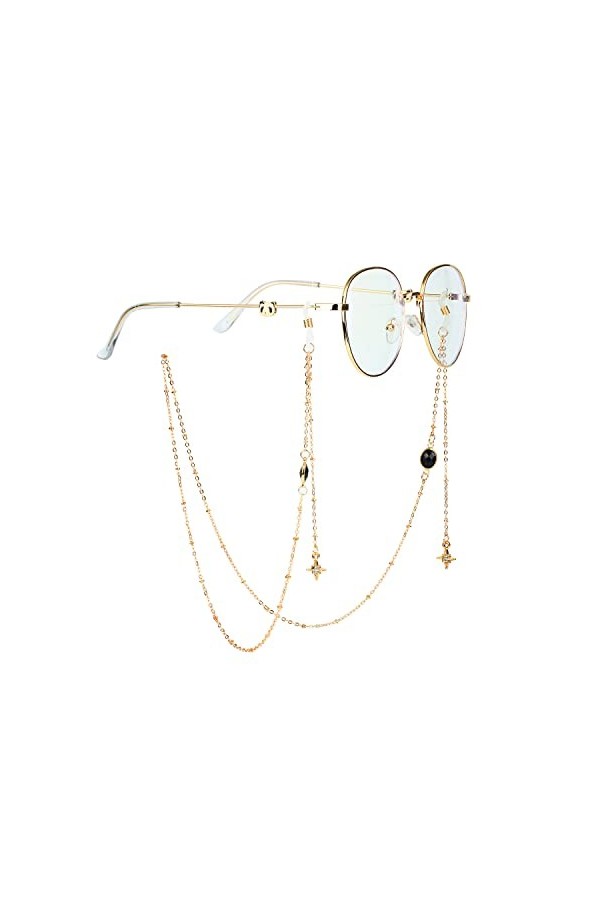 UYUME Chaîne de lunettes, Chaînes de lunettes en cristal, pendentif étoile, chaîne de retenue de lunettes, lanière de masque 