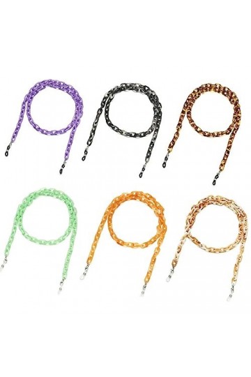 HczIon Chaîne Lunettes Lot De 6&nbsp;Pièces De Verres En Résine Chaîne Acrylique Colorée Avec Support Pour Sécuriser La Longe